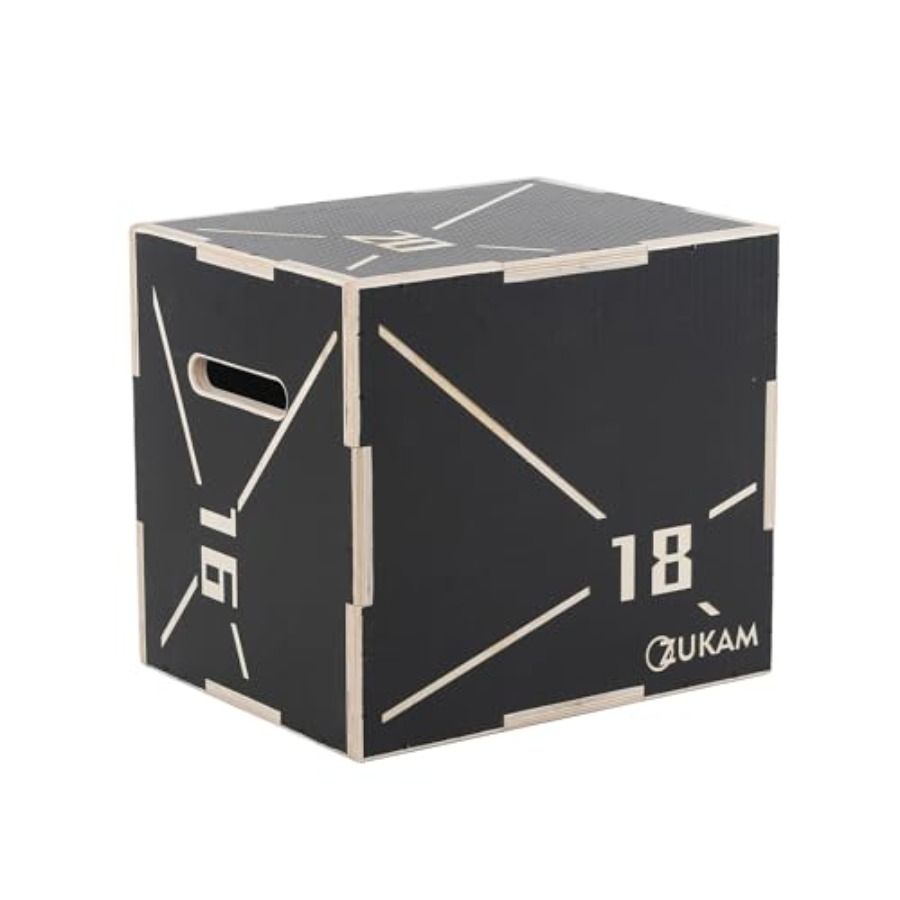 Home Gym Jump Box - Antypoślizgowa drewniana skrzynka plyometryczna 3w1 do
