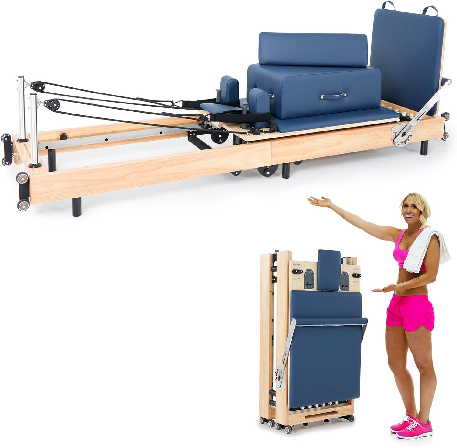 Home Gym Jump Box - Składany pilates reformer z drewna dębowego