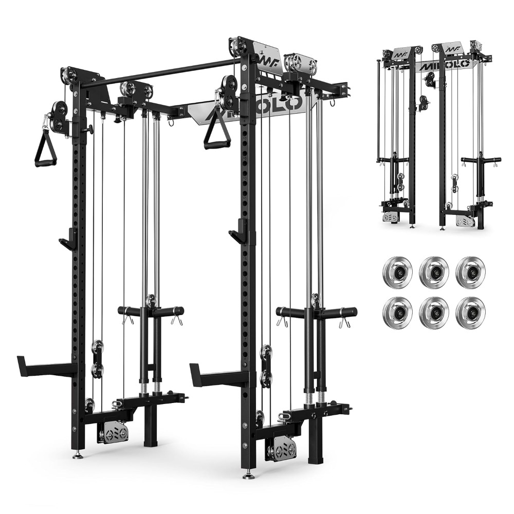 Home Gym Rack With Cables - Składany, ścienny stojak do przysiadów z