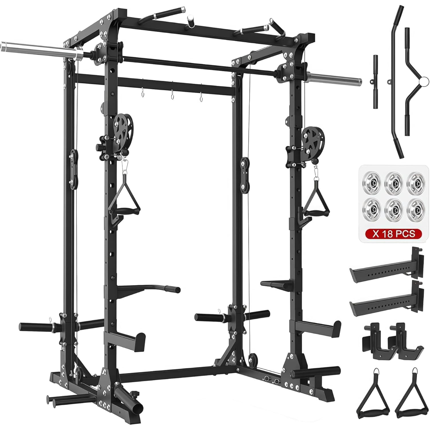 Smith Machine, 5 w 1 Wytrzymał – Home Gym Rack With Cables recenzja i cena