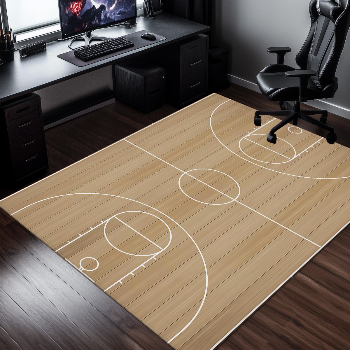 Dywan pluszowy z motywem boisk – Home Gym And Basketball Court recenzja i cena