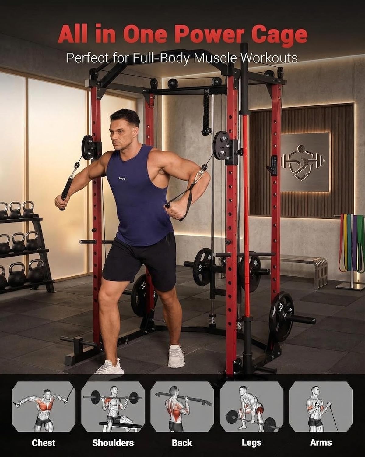 Klatka siłowa, wielofunkcyjne  – Home Gym Rack With Cables recenzja i cena